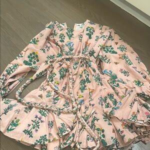 RHODE Floral Pink Dress with Rope Detail